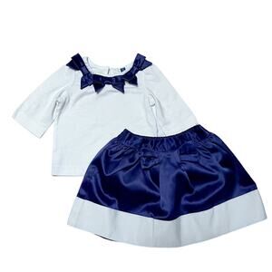 Janie And Jack Bow Top And Satin Skirt Outfit Size 6-12m